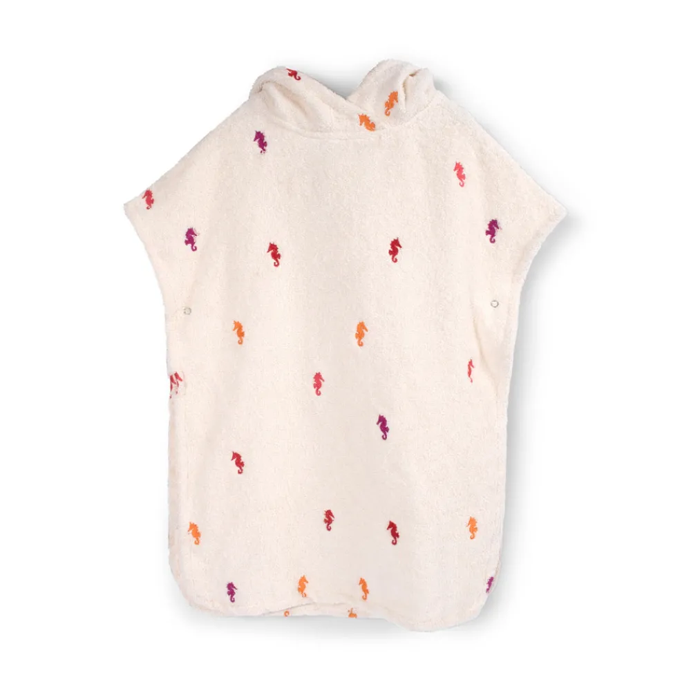 Filibabba Strandponcho med broderi GOTS- Søhest-Børn Badeslag & Ponchoer