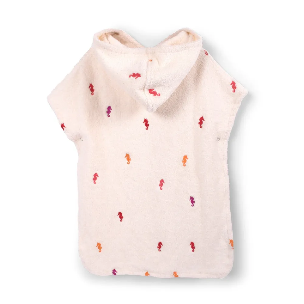 Filibabba Strandponcho med broderi GOTS- Søhest-Børn Badeslag & Ponchoer
