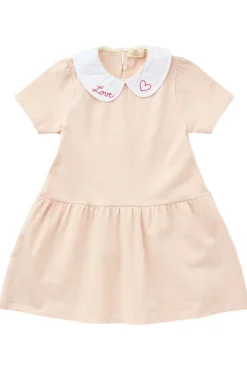 Copenhagen Colors Stribet kjole m. poplin krave - ROSE- Kjoler