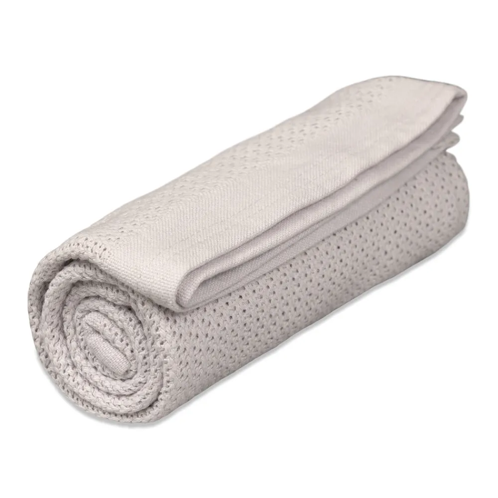 VINTER & BLOOM Striktæppe, bomuld, Dove Grey-Børn Tæpper