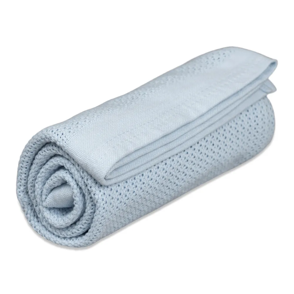 VINTER & BLOOM Striktæppe, bomuld, lyseblå-Børn Tæpper