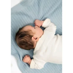 VINTER & BLOOM Striktæppe, bomuld, lyseblå-Børn Tæpper