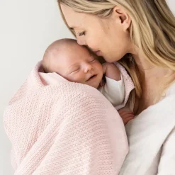 VINTER & BLOOM Striktæppe, bomuld, Lyserød-Børn Tæpper