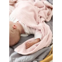 VINTER & BLOOM Striktæppe, bomuld, Lyserød-Børn Tæpper