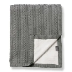 VINTER & BLOOM Striktæppe med fleece - Misty grey-Børn Tæpper