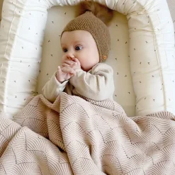 Cam Cam Copenhagen Striktæppe Muslingeskal - GOTS mandel-Børn Tæpper