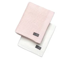 VINTER & BLOOM Striktæppe, 2-pak - hvid og lyserød-Børn Tæpper