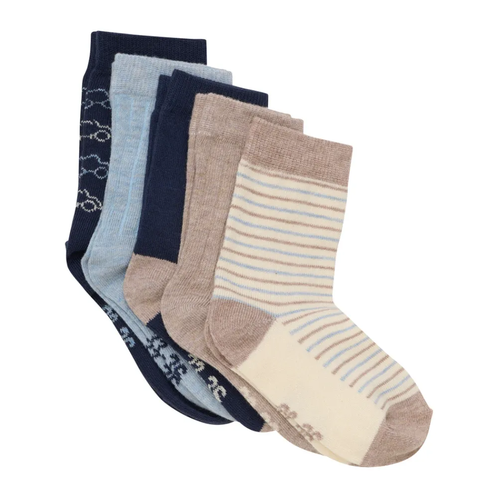 BeKids Strømpe m. mønster (5-pak) - Navy- Strømper|Multipack