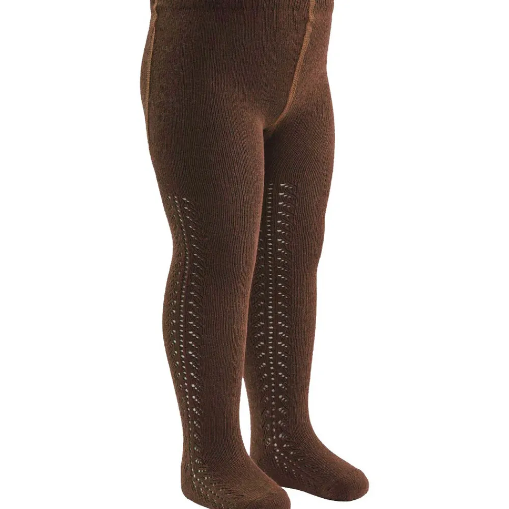 Müsli Strømpebukser med hulmønster 2-pak - Bark/ Balsam cream- Strømpebukser