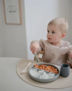 MUSHIE Sugekop-Tallerken Med 3 Rum - Stone- Service