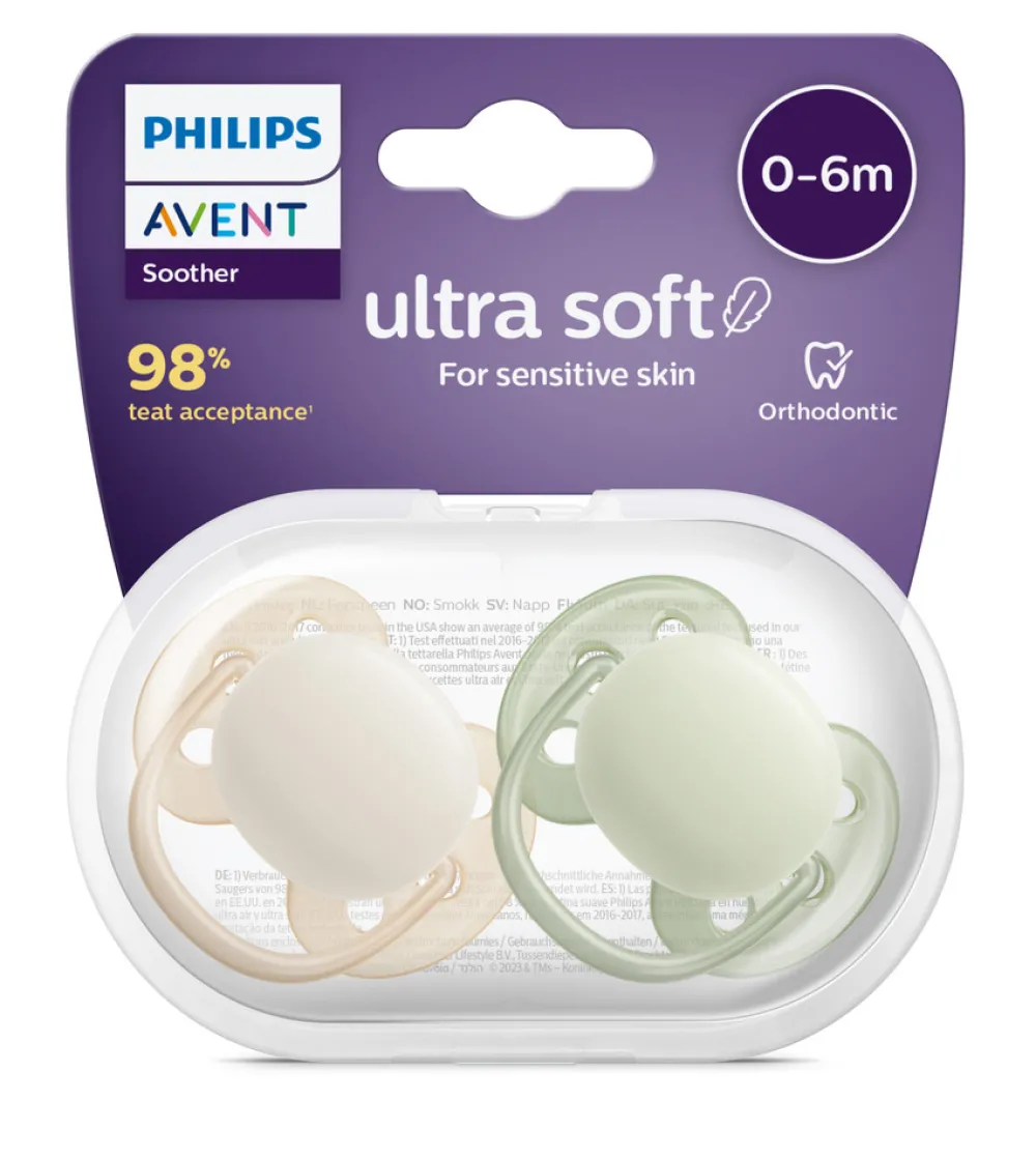 Philips Avent Sut, Ultra Soft 0-6 mdr. 2-pk- Sutter