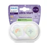 Philips Avent Sut Ultra start, 0-2 m, Nat, lyserød/lysegul- Sutter