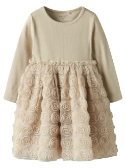 NAME IT Sykia Tyl Kjole - Cement- Kjoler