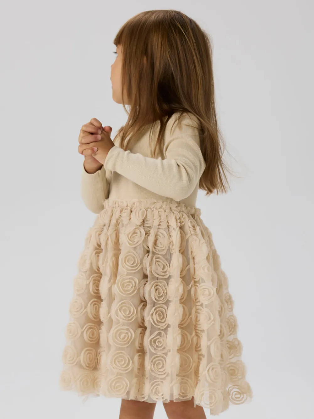 NAME IT Sykia Tyl Kjole - Cement- Kjoler