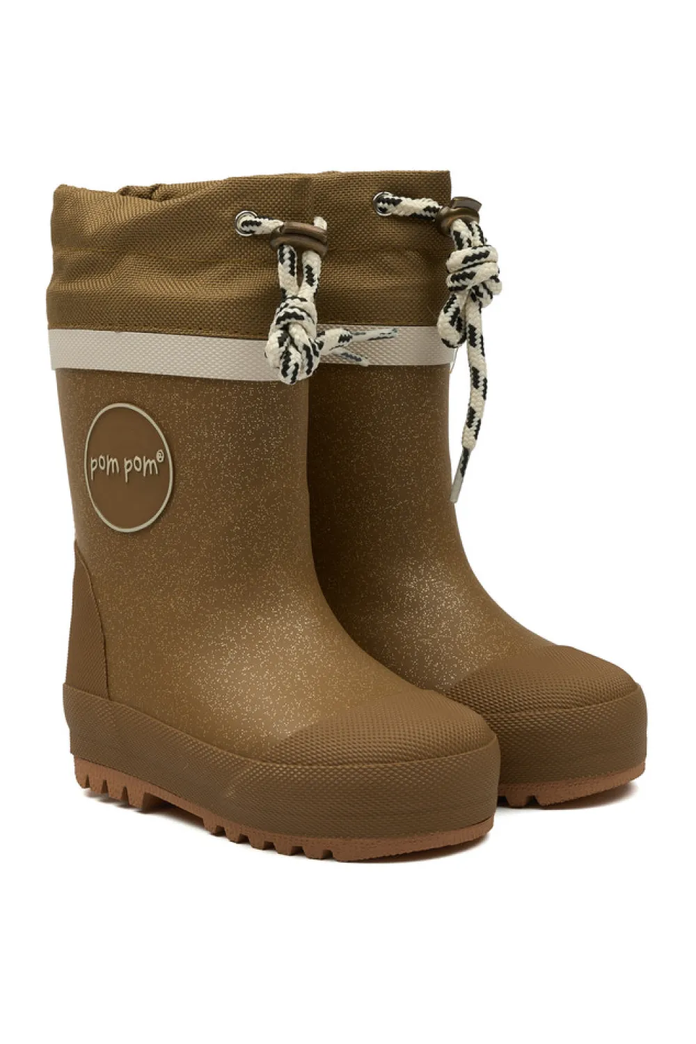 Pompom Termostøvle - Gold glitter- Lange Termostøvler