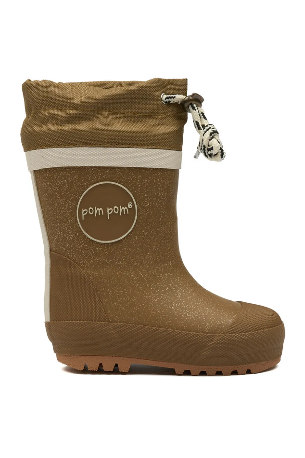 Pompom Termostøvle - Gold glitter- Lange Termostøvler