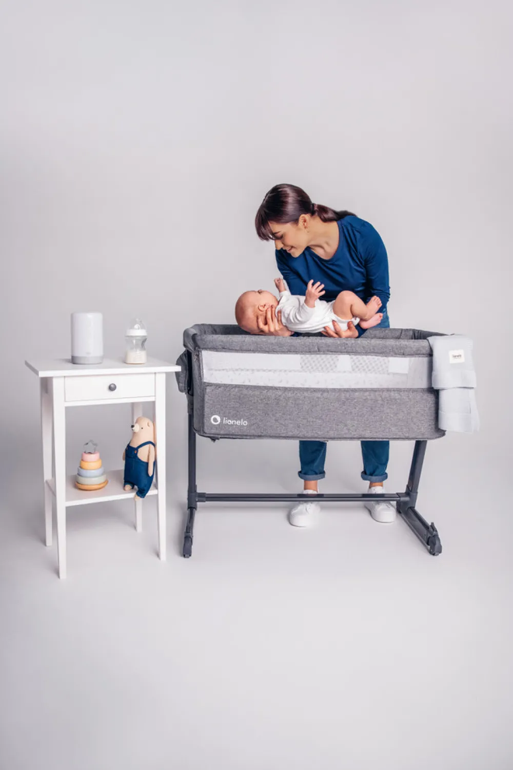 Lionelo Theo side by side - mørkegrå-Børn Side By Side Senge