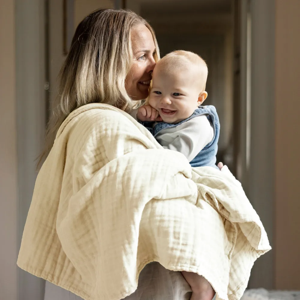 VINTER & BLOOM Tæppe, muslin - Pearl white-Børn Tæpper