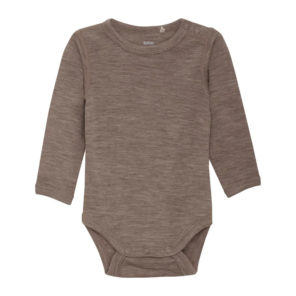 BeKids Uld body langærmet - solid - Leafless Tree Melange- Uldbodyer|Bodystocking Langærmet