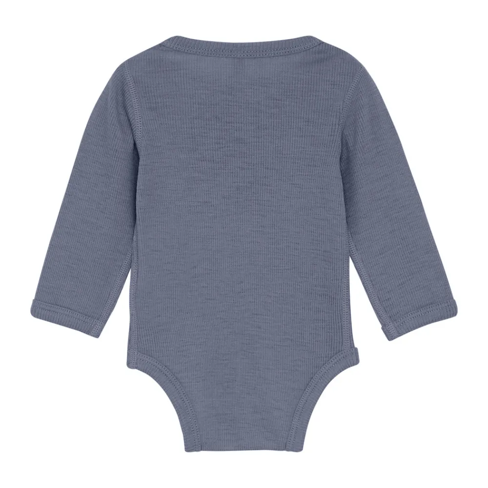 BeKids Uld body langærmet body - solid - Folkstone Gray Melange- Bodystocking Langærmet|Uldbodyer