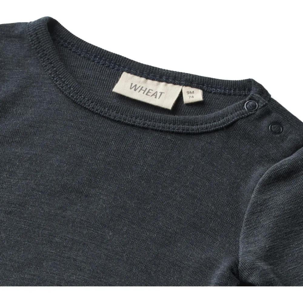 Wheat Uld body langærmet Lucca - Navy- Uldbodyer|Bodystocking Langærmet