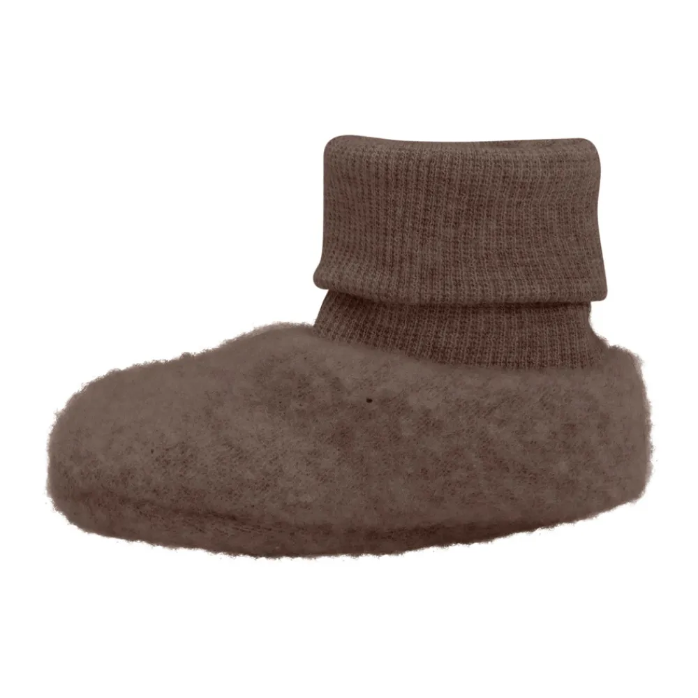 HUTTEliHUT Uld Fleece Footies - Brown melange- Overtræksfutter|Uldhuer, Uldvanter & Uldfutter