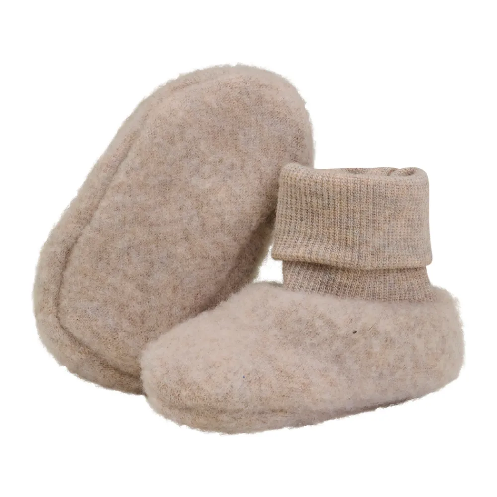 HUTTEliHUT Uld Fleece Footies - Camel melange- Overtræksfutter|Uldhuer, Uldvanter & Uldfutter