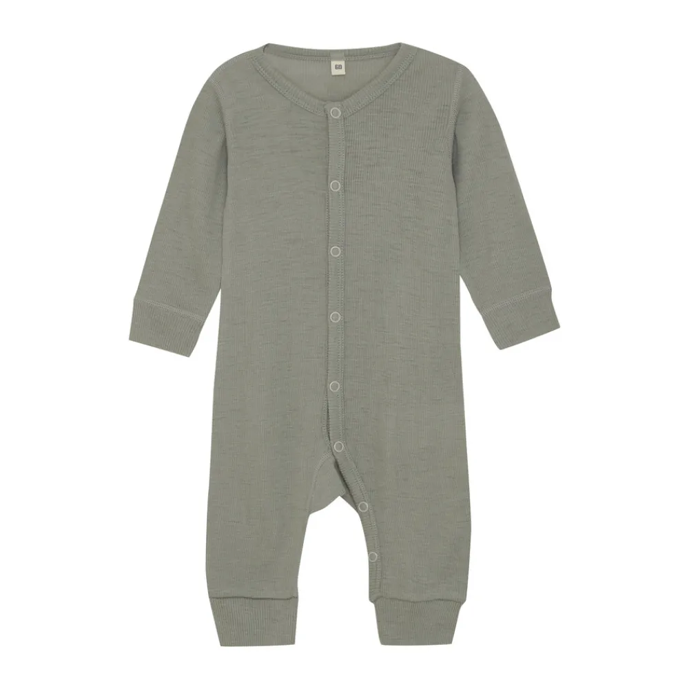 BeKids Uld jumpsuit - solid - Forest Fog Melange- Ulddragter|Heldragter U. Fod