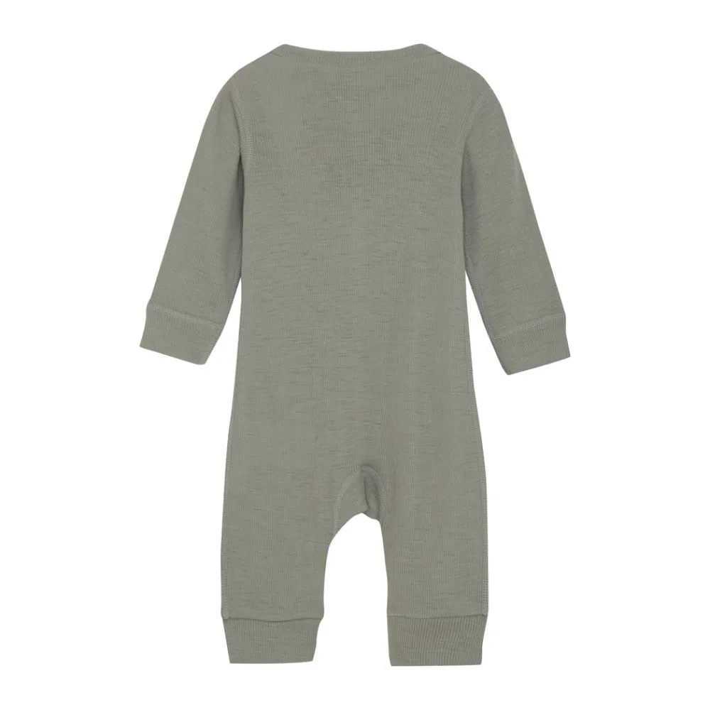 BeKids Uld jumpsuit - solid - Forest Fog Melange- Ulddragter|Heldragter U. Fod