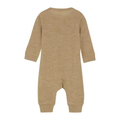 BeKids Uld jumpsuit - solid - Light Camel Melange- Ulddragter|Heldragter U. Fod
