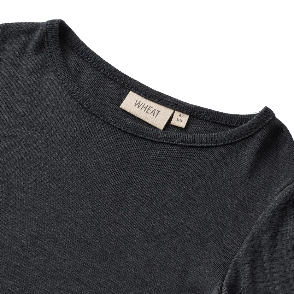 Wheat Uld t-shirt ls Alfie - Navy- Uldoverdele|Bluser