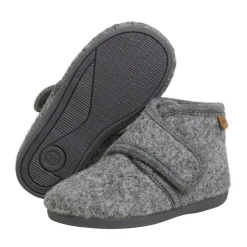 En Fant Uldhjemmesko velcro - Dark Gray Melange- Uld Hjemmesko|Hjemmesko