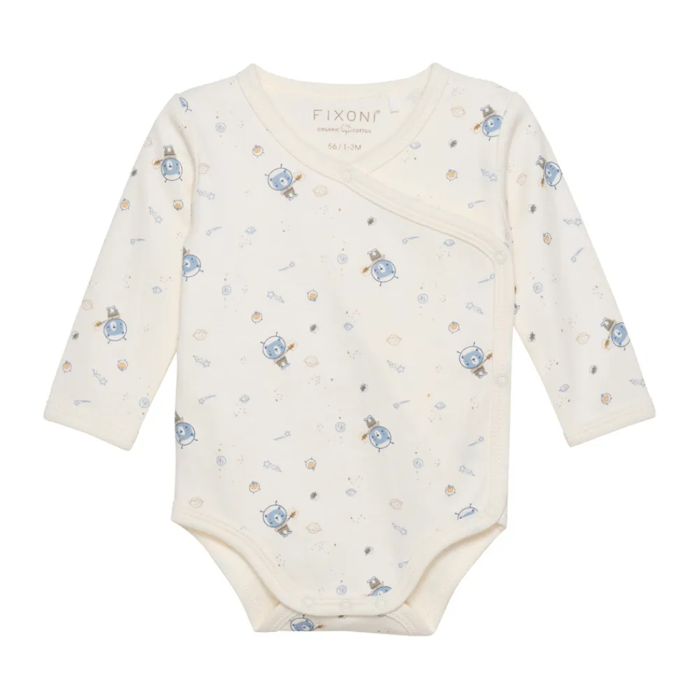 Fixoni Wrap body ls - Ashley blue- Bodystocking M. Skrålukning|Præmatur Tøj