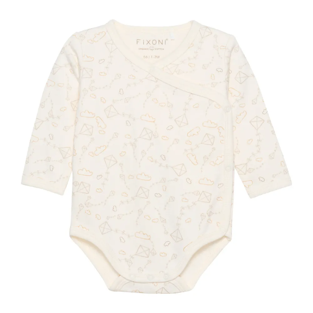 Fixoni Wrap body ls - Marshmallow- Bodystocking M. Skrålukning|Præmatur Tøj